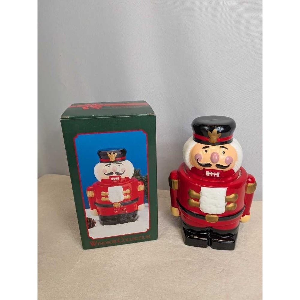 Windsor Collection Nutcracker Cookie Jar Red‎ Ceramic Festive Holiday Home Decor
